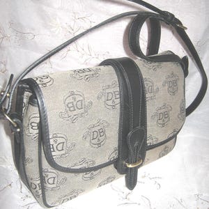Vintage Dooney Bourke Shoulderbag Print Fabric Leather Trim Preppy Chic Fashionable Stylish Wear/FREE USA SHIPPING