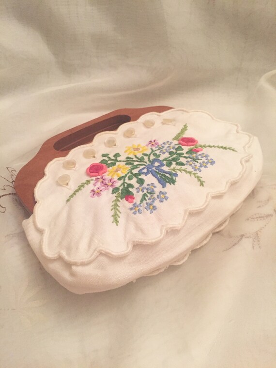 Vintage Embroidery Cotton Mini Handbag - image 3