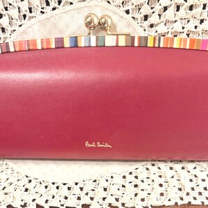Cartera larga vintage de cuero burdeos de Paul Smith