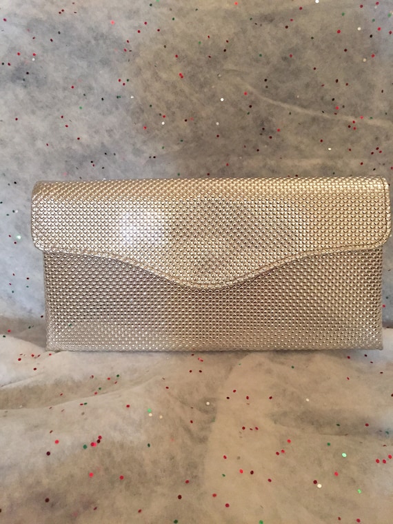 Vintage Silver Envelope Style Clutch - image 1