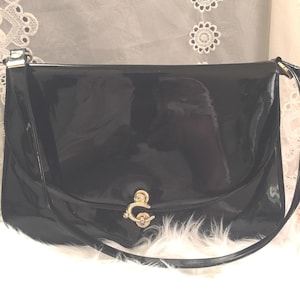 Vintage Patent Leather Vinyl Large Lewis Shoulder Bag