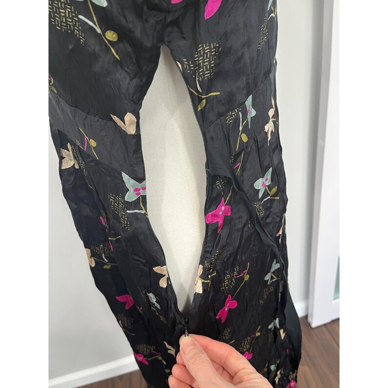 Free People Night and Day Silk Floral Midi Dress Black Boho Size 6 image 5