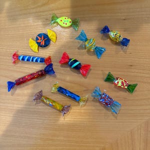 Vintage Glass Candy Figurines Colorful Art Glass Candy Collectibles Set of 11