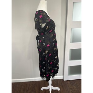 Free People Night and Day Silk Floral Midi Dress Black Boho Size 6 image 2