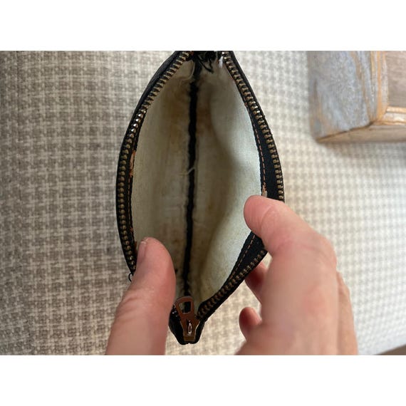 Vintage 1940s Rogers Air Tite Black sheepskin Zippered Tobacco Pouch View 2