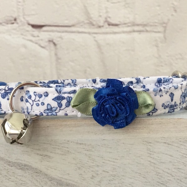 Blue Cat Collar, Blue Mini Dog Collar, Cat Collar, Dog Collar, Custom Sized