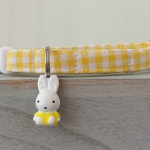 Bunny Cat Collar, Bunny Dog Mini Collar, Yellow Gingham Collar, Custom Sized