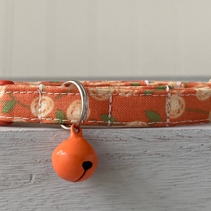 Fall Cat Collar Breakaway Collar with bell, Orange Fall Cat Collar, Custom Made