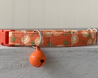 Fall Cat Collar Breakaway Collar with bell, Orange Fall Cat Collar, Custom Made