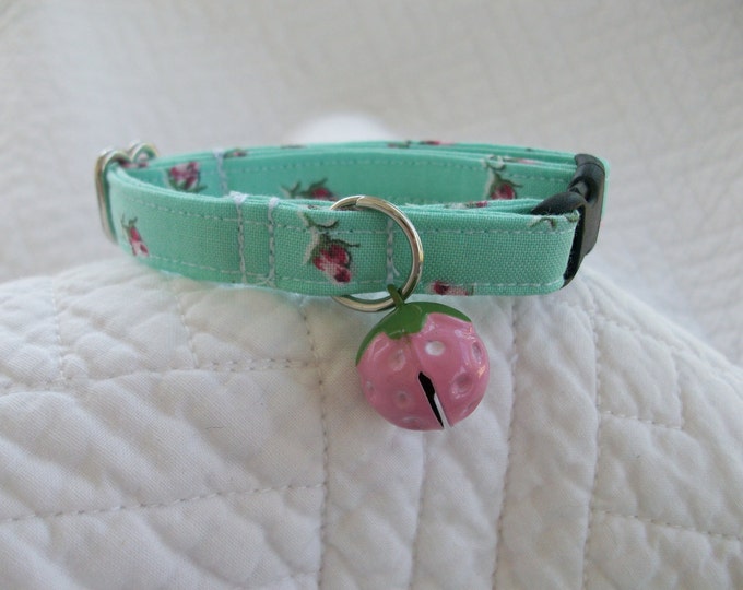 Cat Collar Pink Strawberry Breakaway Collar Custom Made Etsy