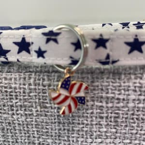Red White Blue Cat collar, Americana Collar, Mini Dog Collar, Star Collar