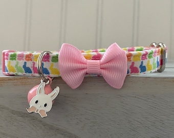 Easter Cat Collar with charm and  bell  Cat  Breakaway Collar Custom Made Dog Easter Collar