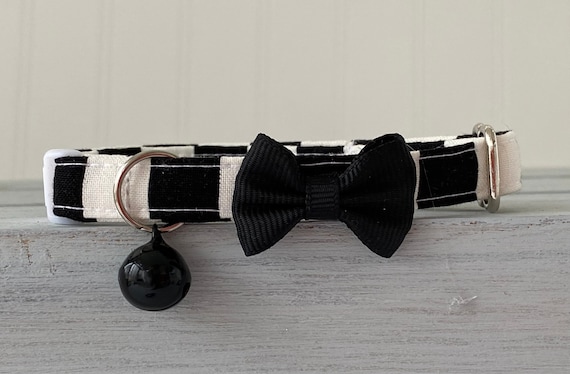 Tuxedo Cat Collar Breakaway Collar with bell, Custom Made Cat Collar, Dog Mini Collar,