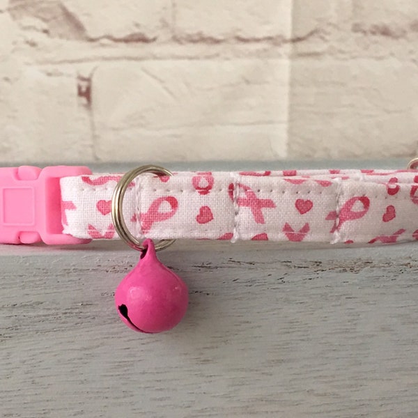 Pink Ribbon Cancer Awareness Cat Collar Breakaway Collar Custom Made