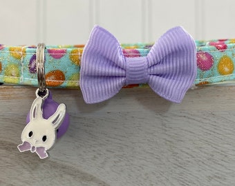 Easter Cat Collar with charm and  bell  Cat  Breakaway Collar Custom Made Dog Easter Collar