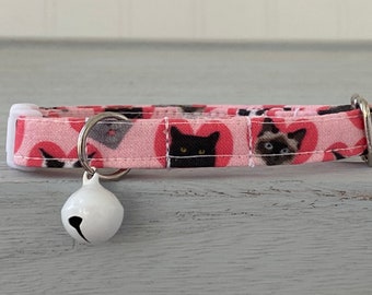 Cat Collar Breakaway Collar with bell, Custom Made Cat Collar