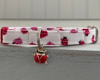 Cat  Breakaway Collar Custom , Ladybug Collar Made, Mini Dog Collar