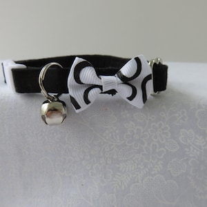 Black Cat Collar with bell  Cat  Breakaway Collar Custom Made