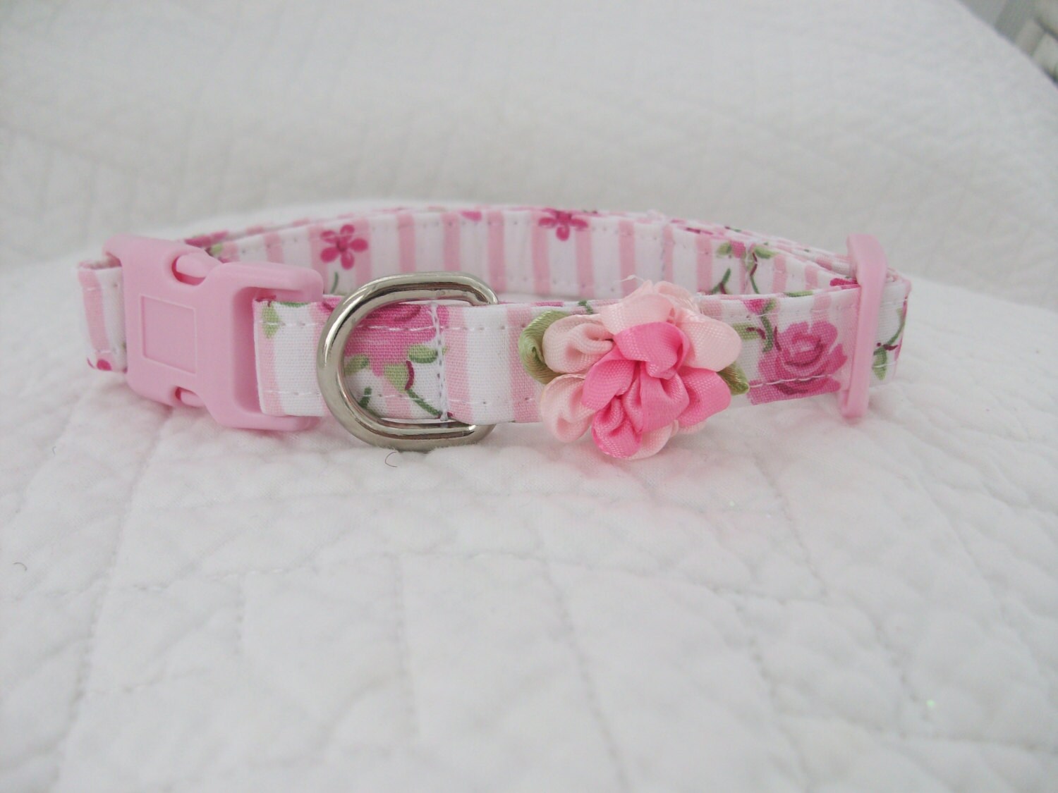 Shabby Chic Pink Roses Dog Collar Etsy