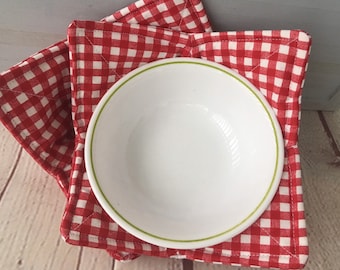 Set of Two   Farmhouse Red Plaid  Bowl Cozies,