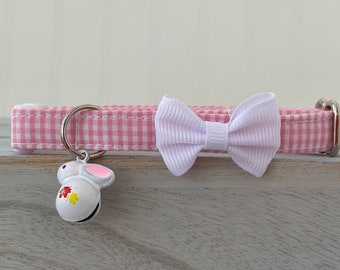 Easter Cat Collar with Bunny bell Breakaway Collar Custom Made, Dog Mini Collar