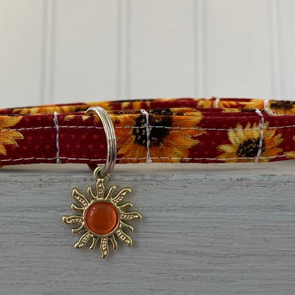 Fall Cat Collar, Sunflower Cat Collar, Dog Collar, Sunflower, Cat Breakaway, Dog Non-Breakaway, Custom Sizes