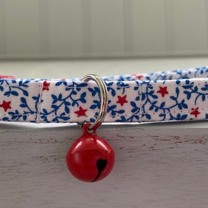 Red White Blue Cat collar, Americana Collar, Mini Dog Collar, Star Collar