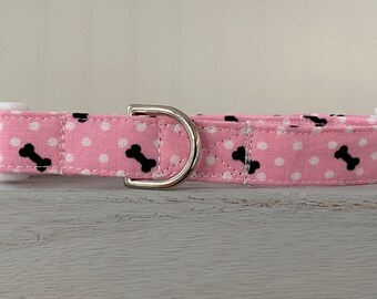 Dog Collar Pink Bone Limited Collar,  Dog Collar Set Custom Made