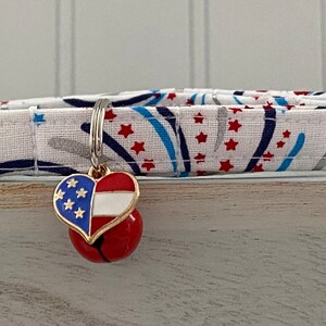 Red White Blue Cat collar, Americana Collar, Mini Dog Collar, Star Collar