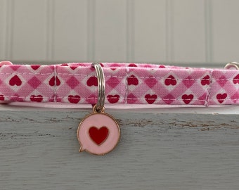 Valentine Cat Collar with  charm Collar Custom Sizes Made, Dog Valentine Collar