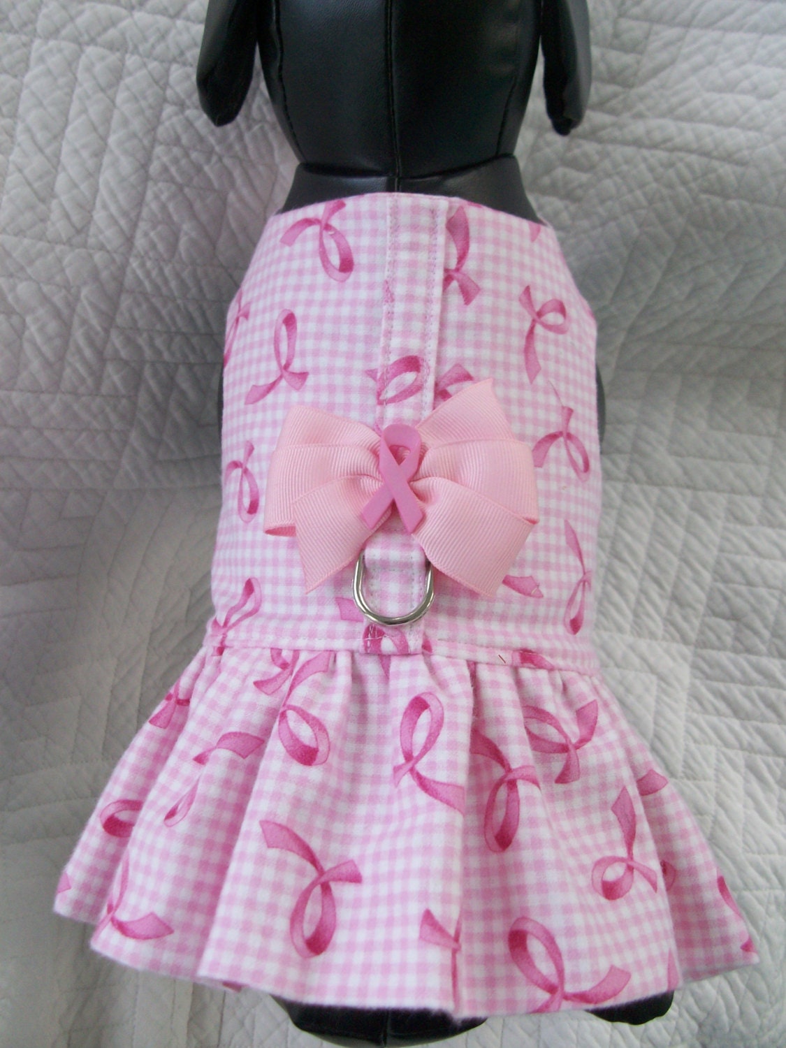 Pink Ribbon Dogs Pink Ribbon Dog Dress Flannel Harness Cancer Awareness Boutique Harness ...
