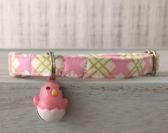 Easter Cat Collar with Chick bell Breakaway Collar Custom Made