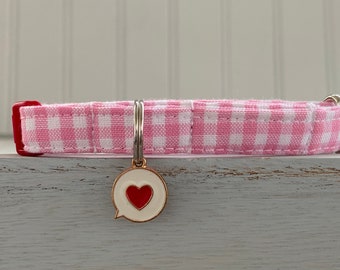 Valentine Cat Collar with  charm Collar Custom Sizes Made, Dog Valentine Collar