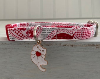 Valentine Cat Collar  Custom Sizes Made, Dog Valentine Collar