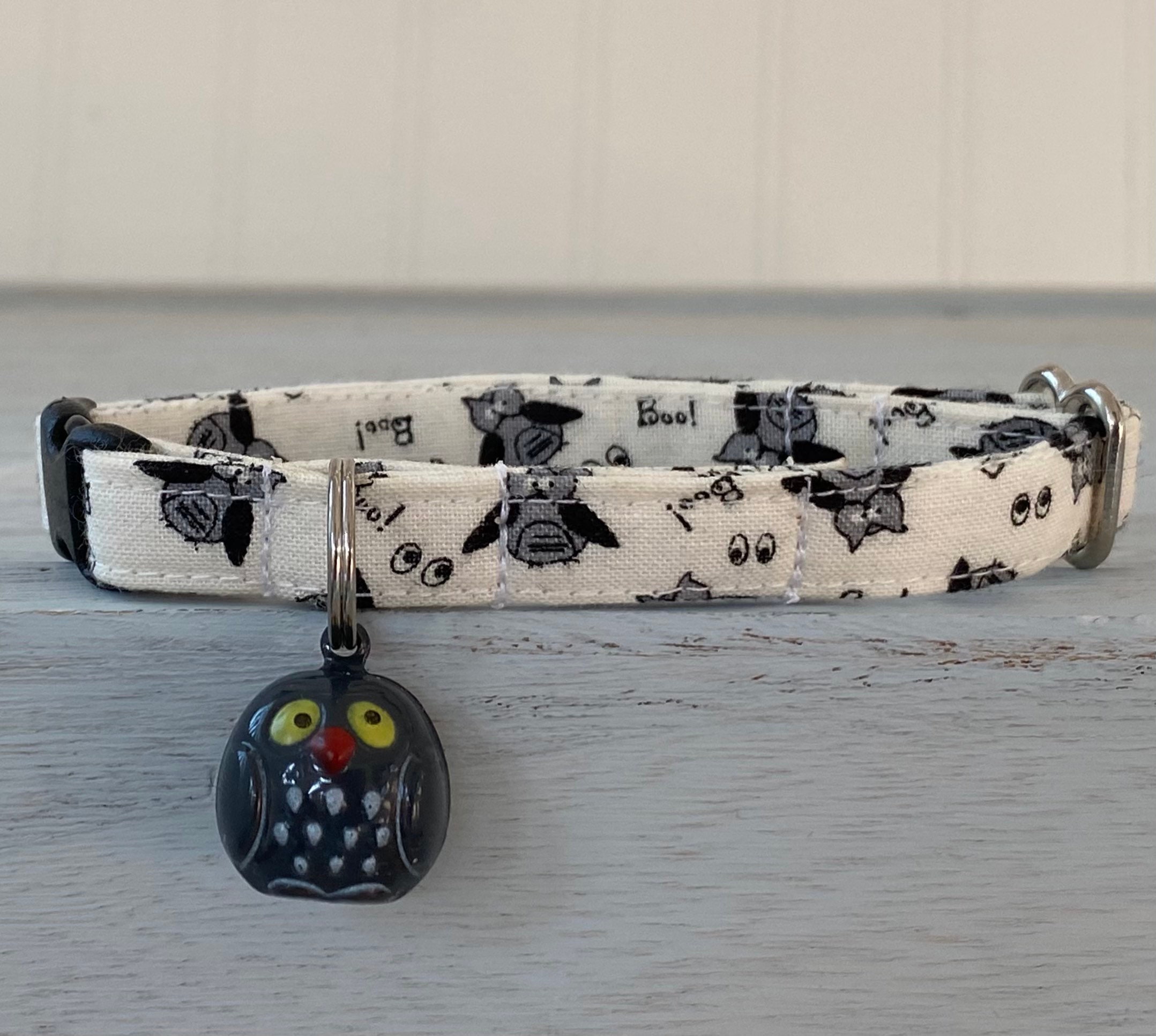 Owl Cat Collar Breakaway Collar with bell Custom Made Cat Etsy