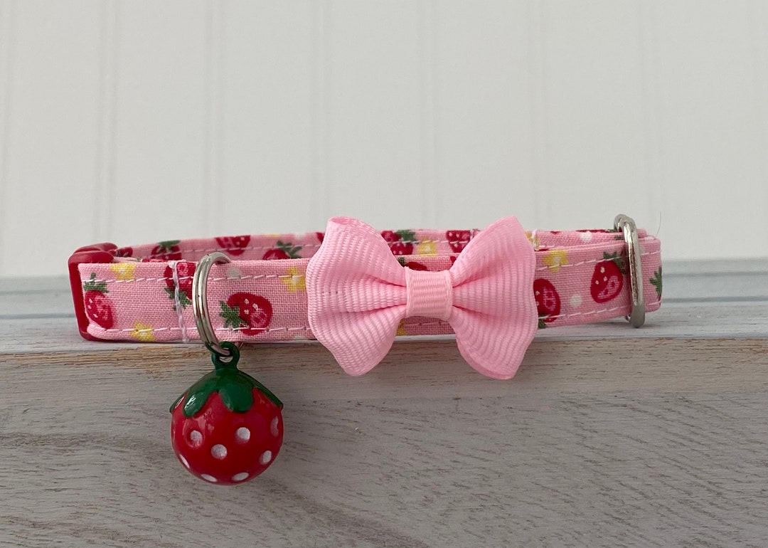 Strawberry Cat Collar Breakaway Collar Custom Made Dog Mini Etsy