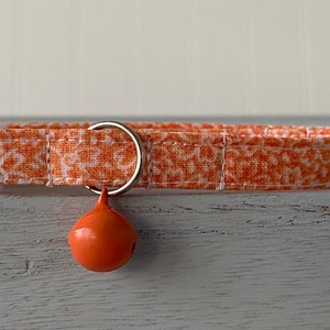 Cat  Breakaway Collar Custom Made Orange Cat Collar With Bell