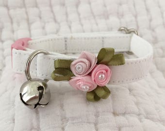 Floral Cat Collar with Bell, Breakaway Kitten Collar
