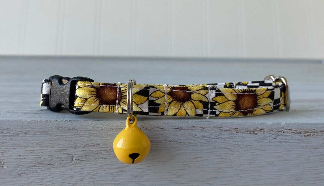 Sunflower Cat Collar Breakaway Collar With Bell Custom Made Etsy