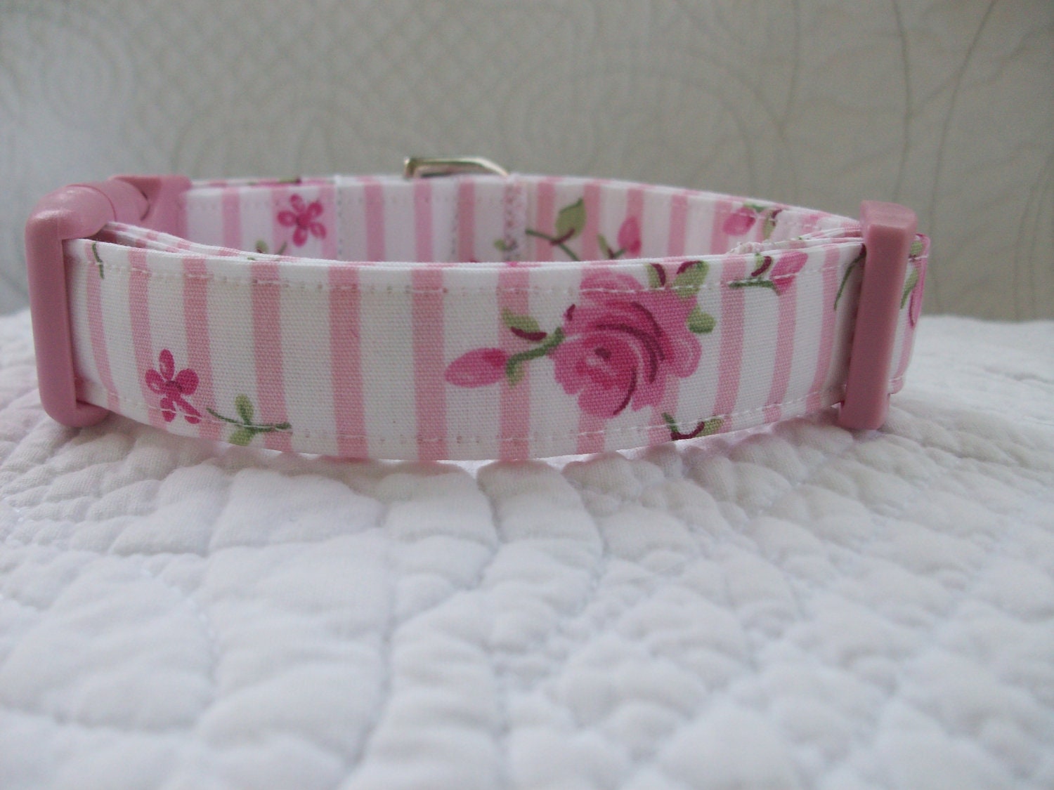 Shabby Chic Pink Roses Dog Collar Etsy