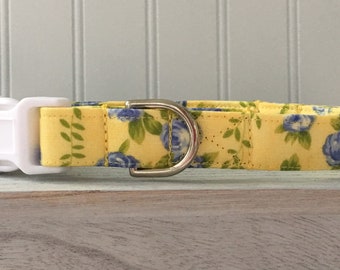 Dog Collar Shabby Chic Blue Roses  Dog Collar