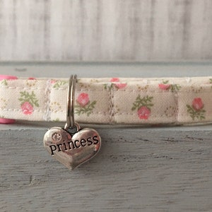 Cat Collar Breakaway Collar with bell, Roses Custom Made Cat Collar