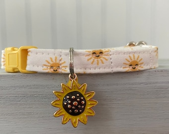 Cat Collar, Sunflower Cat Collar, Dog Collar, Sunflower, Cat Breakaway, Dog Non-Breakaway, Custom Sizes