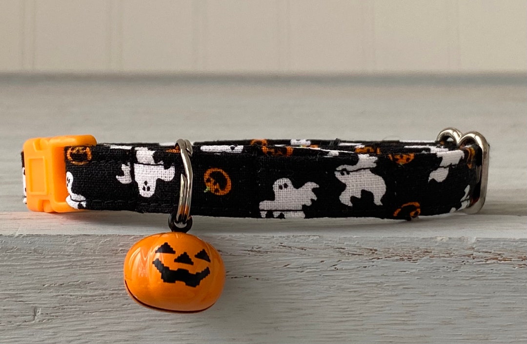 Cat Collar, Halloween Cat Collar Breakaway Collar With Bell, Pumpkin