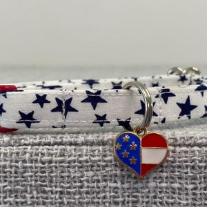 Red White Blue Cat collar, Americana Collar, Mini Dog Collar, Star Collar