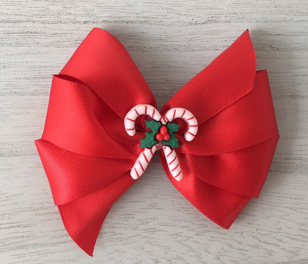 Christmas Dog Hair Bow Custom Made Ribbon Candy Cane Etsy