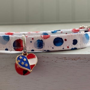 Red White Blue Cat collar, Americana Collar, Mini Dog Collar, Star Collar