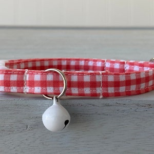 Coral Check Cat Collar  Breakaway Collar Custom Made