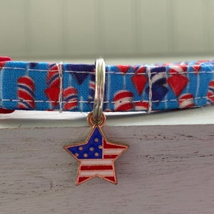 Red White Blue Cat collar, Americana Collar, Mini Dog Collar, Star Collar