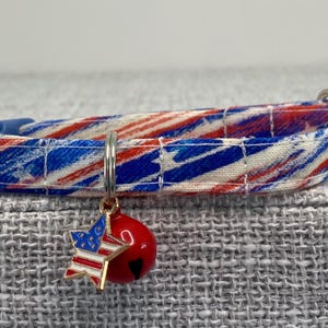 Red White Blue Cat collar, Americana Collar, Mini Dog Collar, Star Collar
